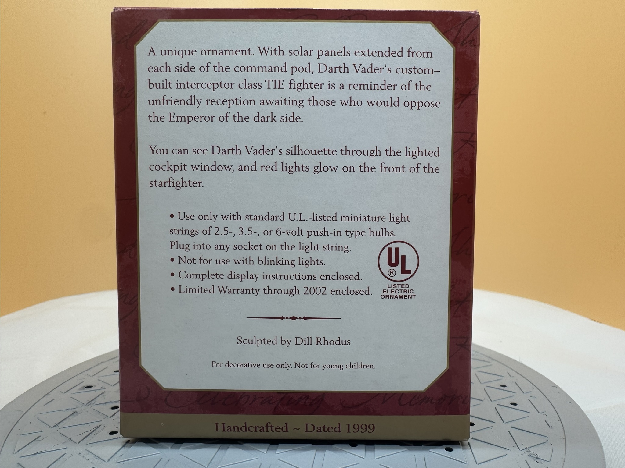 Star Wars Ornament - Darth Vader's Tie Fighter - 1999 - NIB - Image 2