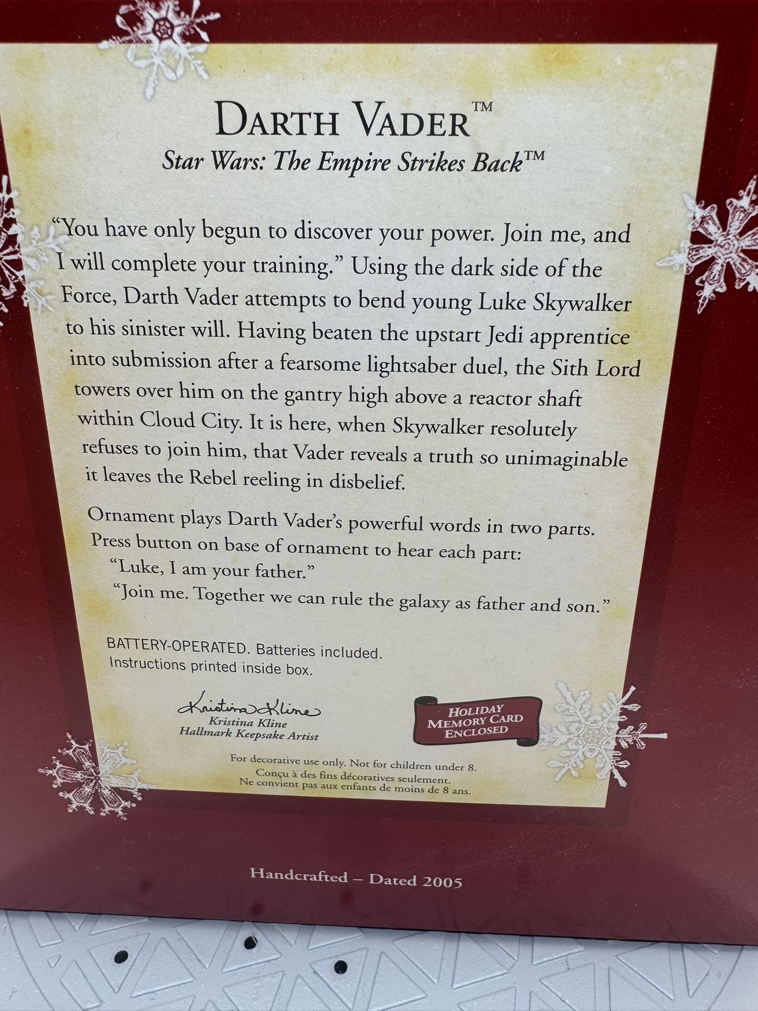 Star Wars Ornament - Darth Vader Empire - 2005 - NIB - Image 2