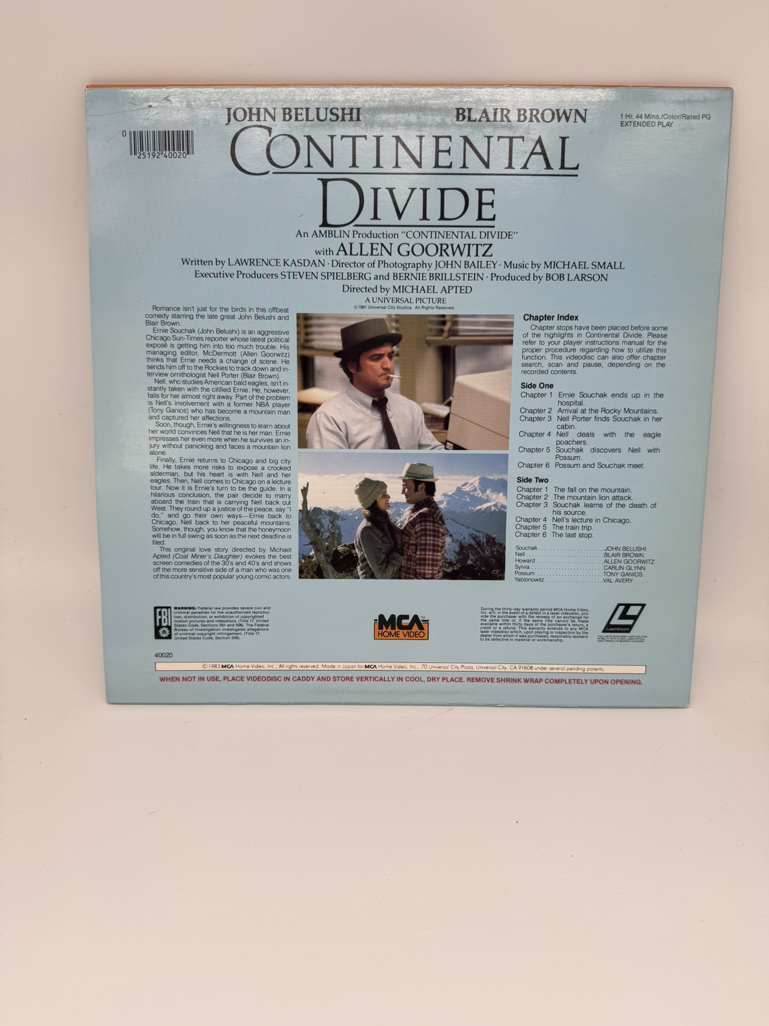 Continental Divide - LaserDisc - Image 2