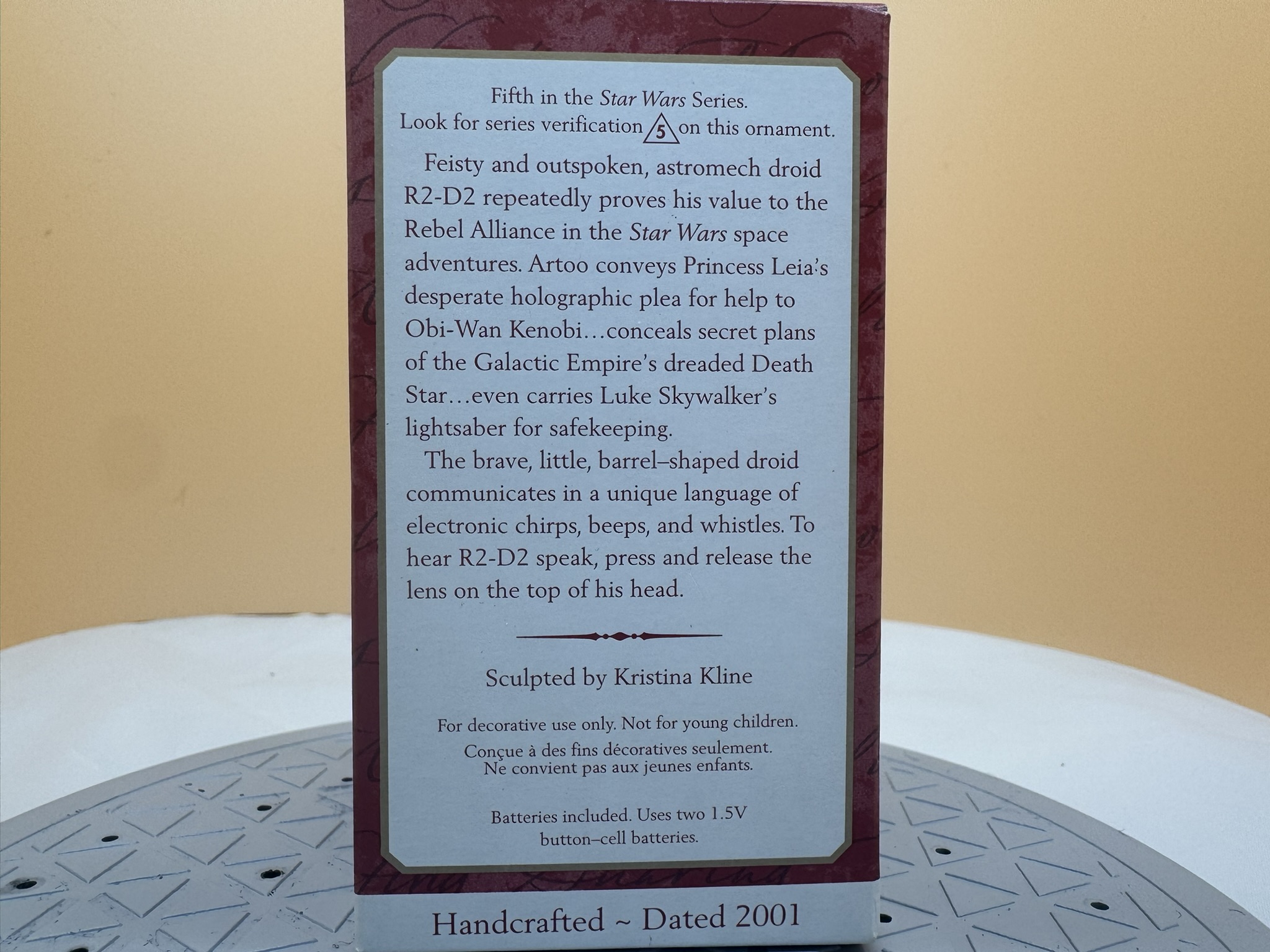 Star Wars Ornament - R2D2 - 2001 - NIB - Image 2