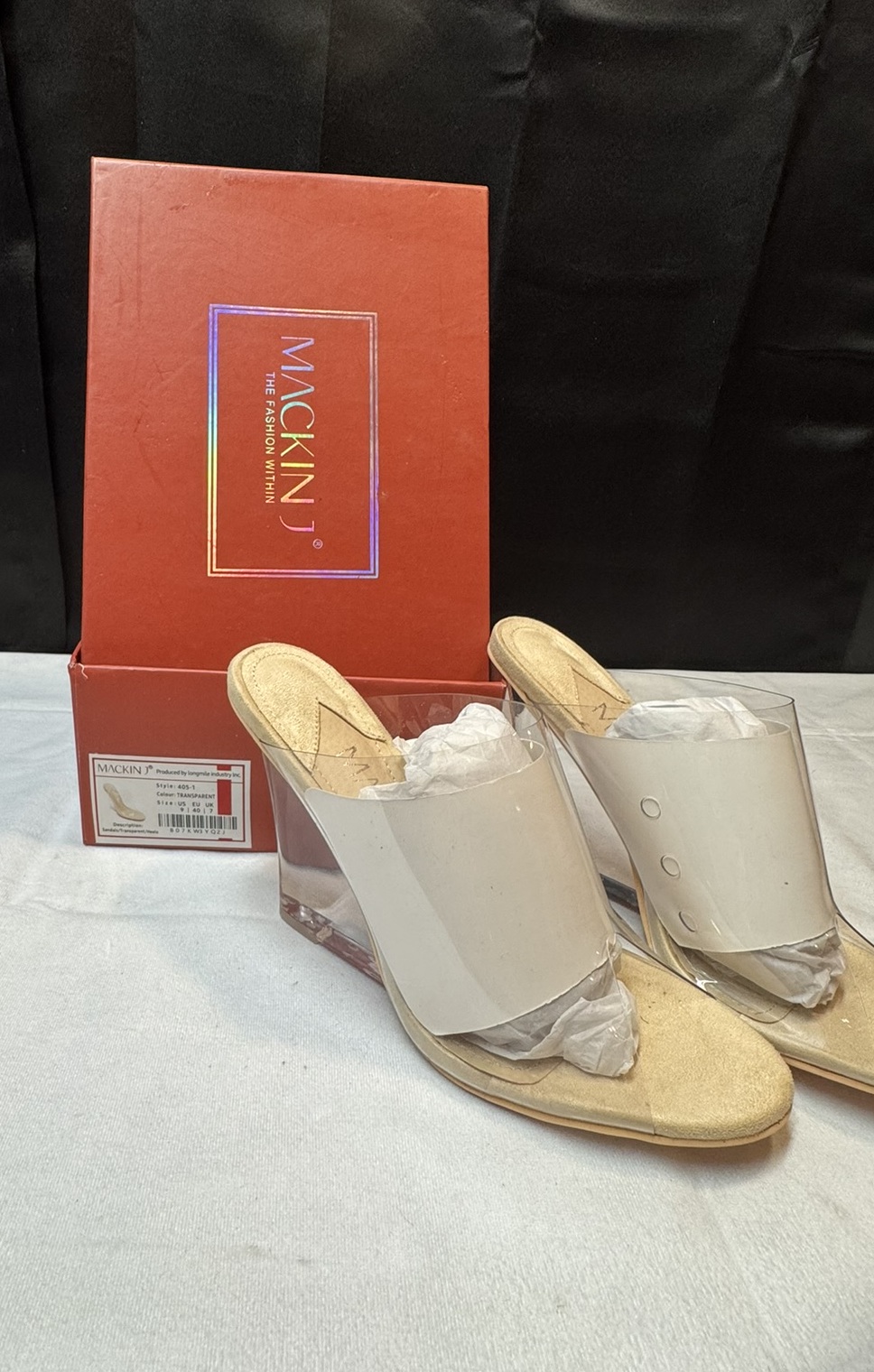 Mackin J Clear Wedge Sandals